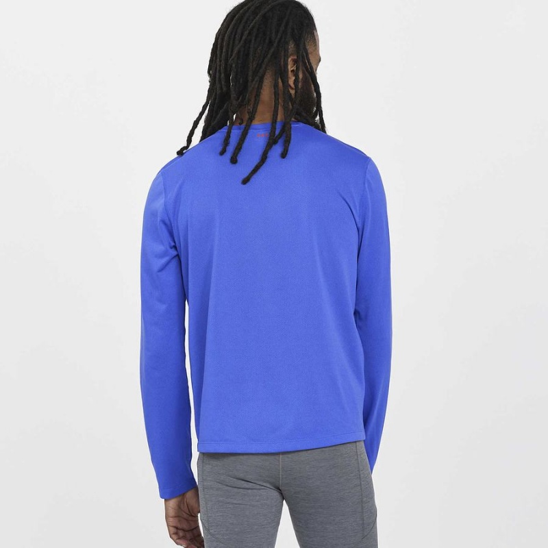 Men's Saucony Stopwatch Long Sleeve T Shirts Blue | Australia S42593-J20