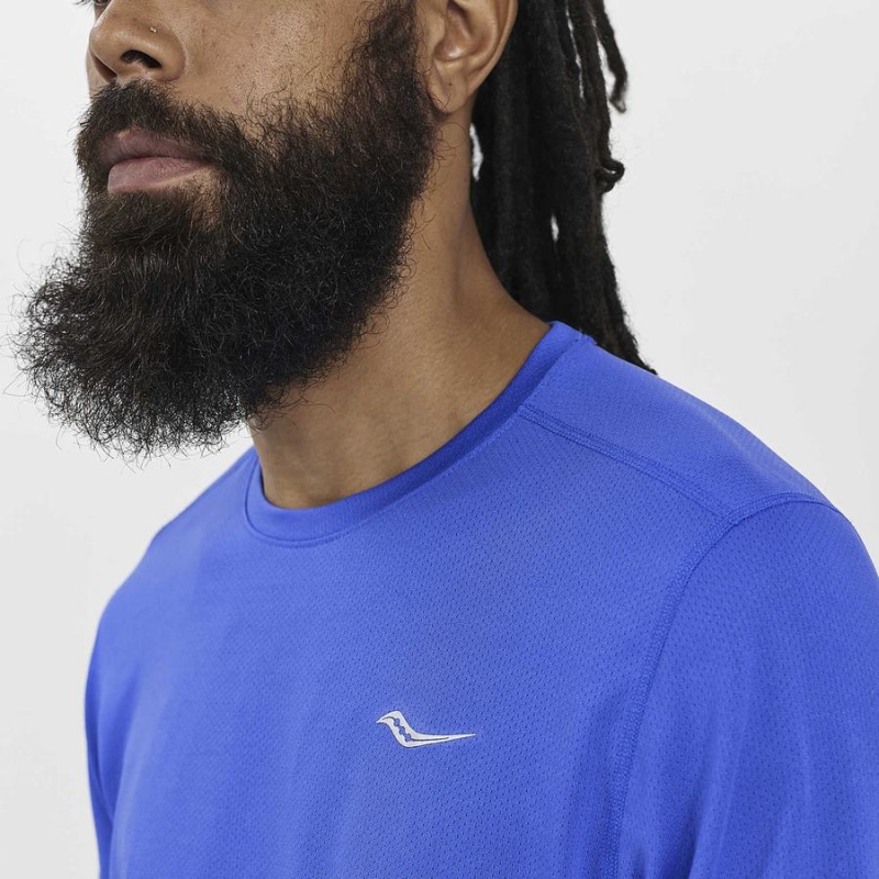 Men's Saucony Stopwatch Long Sleeve T Shirts Blue | Australia S42593-J20