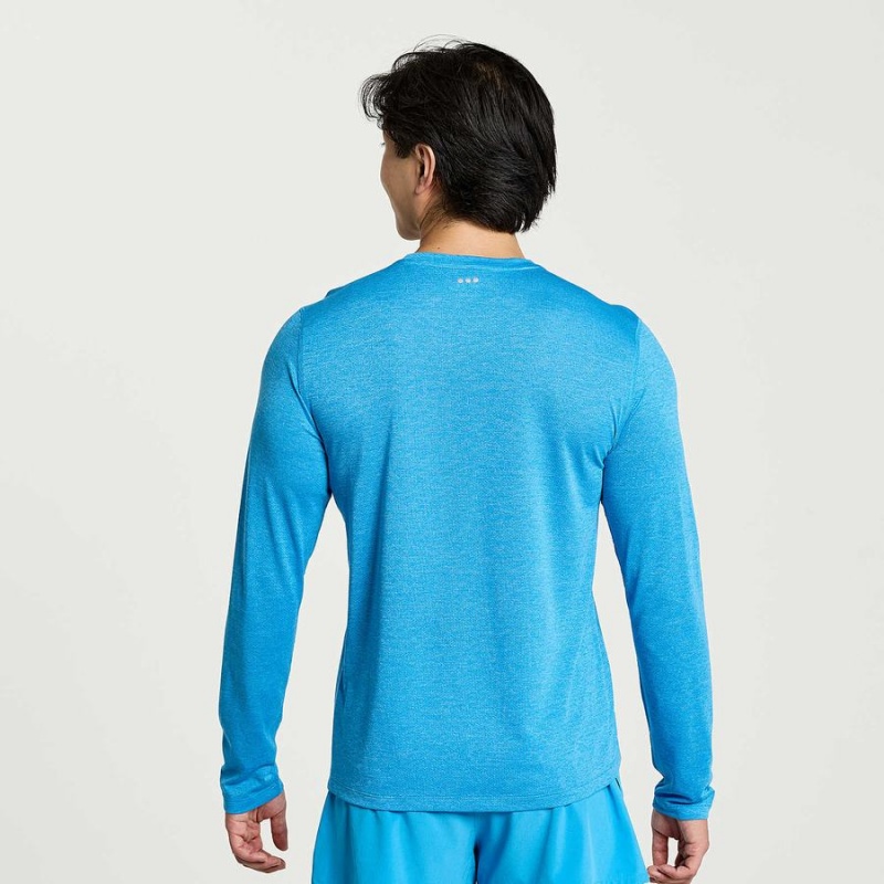 Men's Saucony Stopwatch Long Sleeve T Shirts AZURE | Australia S37468-X96