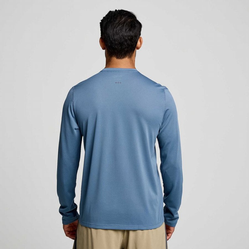 Men's Saucony Stopwatch Long Sleeve T Shirts Blue | Australia S85439-N26