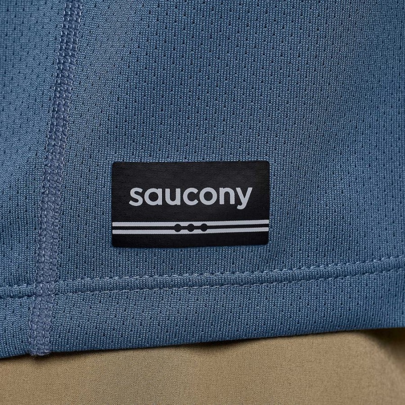 Men's Saucony Stopwatch Long Sleeve T Shirts Blue | Australia S85439-N26