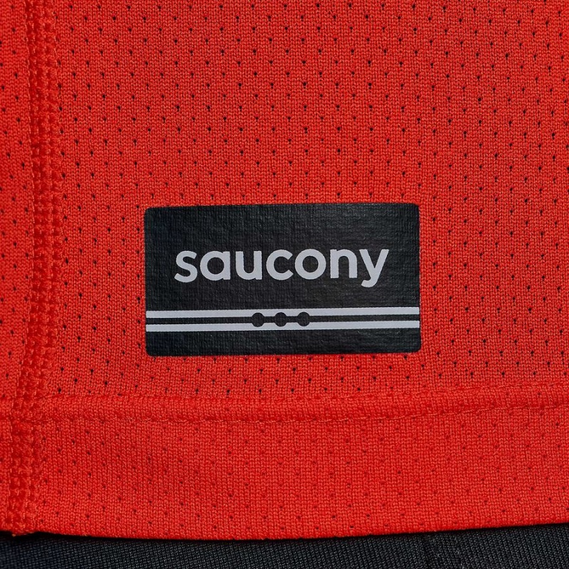 Men's Saucony Stopwatch Short Sleeve T Shirts Red | Australia S51963-W16