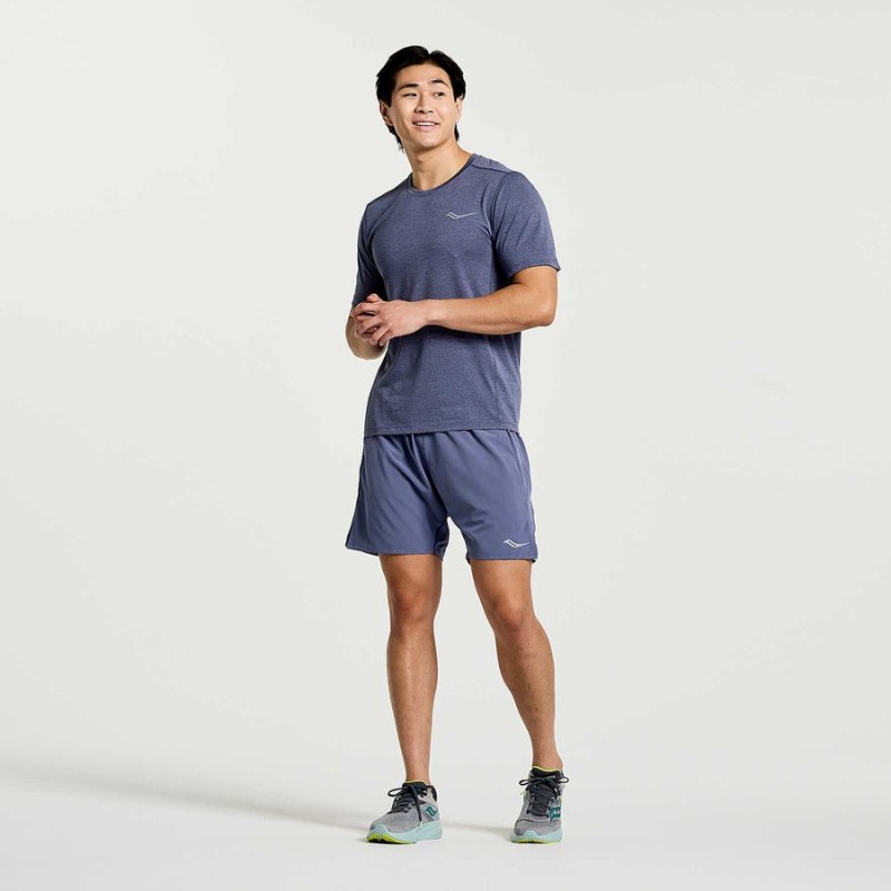 Men's Saucony Stopwatch Short Sleeve T Shirts Blue | Australia S74309-E13