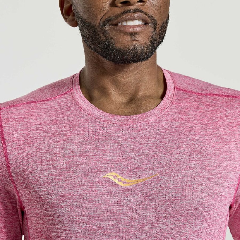 Men's Saucony Stopwatch Short Sleeve T Shirts Pink | Australia S67903-R21