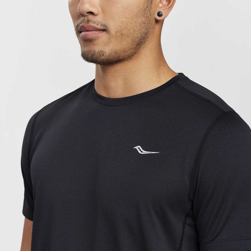 Men's Saucony Stopwatch Short Sleeve T Shirts Black | Australia S96254-T35