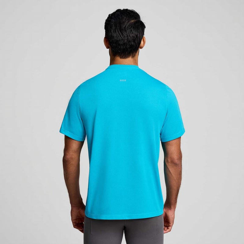 Men's Saucony Stopwatch Short Sleeve T Shirts Blue | Australia S35840-Y20