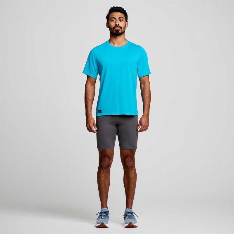 Men's Saucony Stopwatch Short Sleeve T Shirts Blue | Australia S35840-Y20