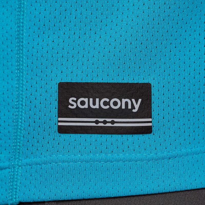 Men's Saucony Stopwatch Short Sleeve T Shirts Blue | Australia S35840-Y20