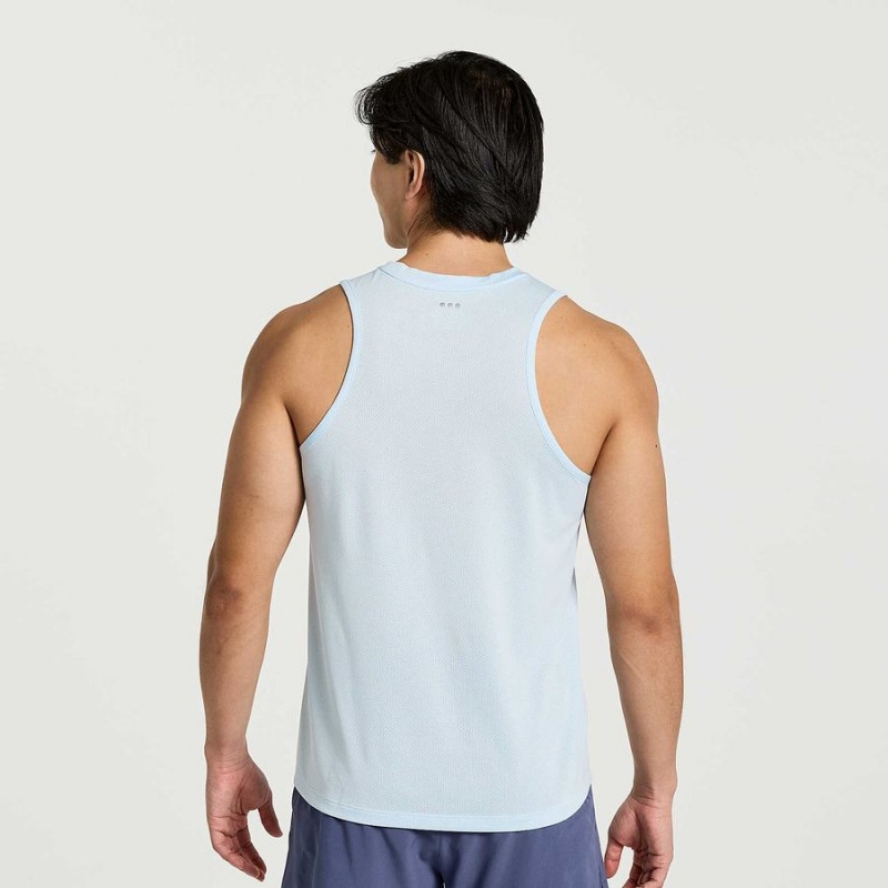 Men's Saucony Stopwatch Singlet Tank Top Blue | Australia S93058-J04