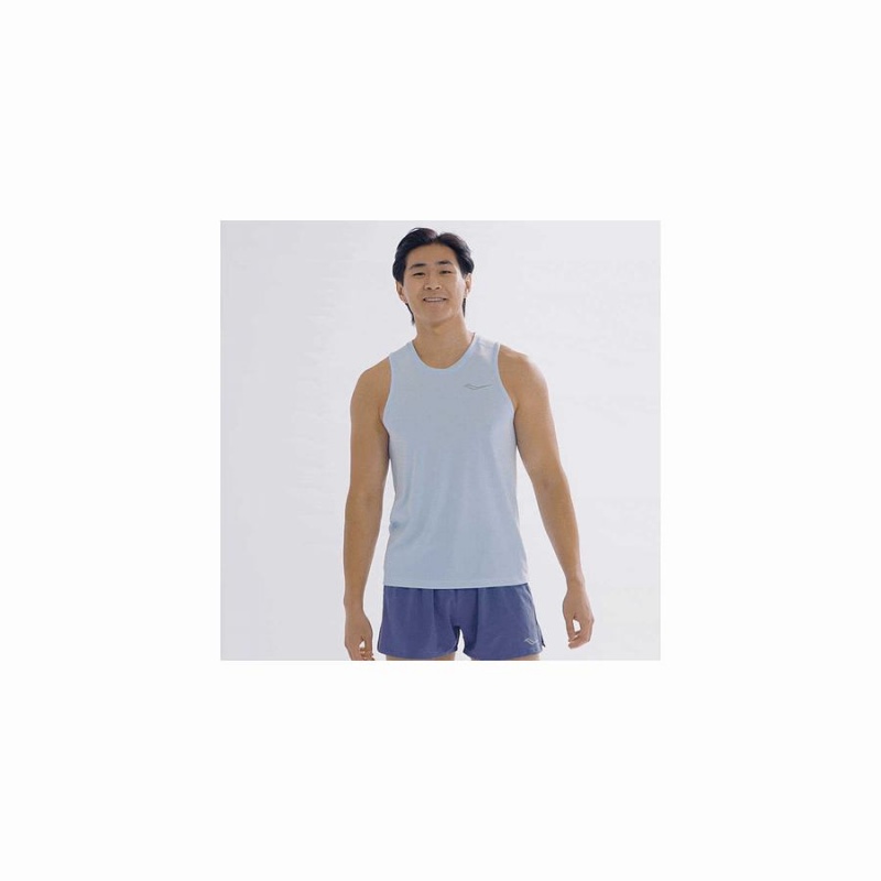 Men's Saucony Stopwatch Singlet Tank Top Blue | Australia S93058-J04