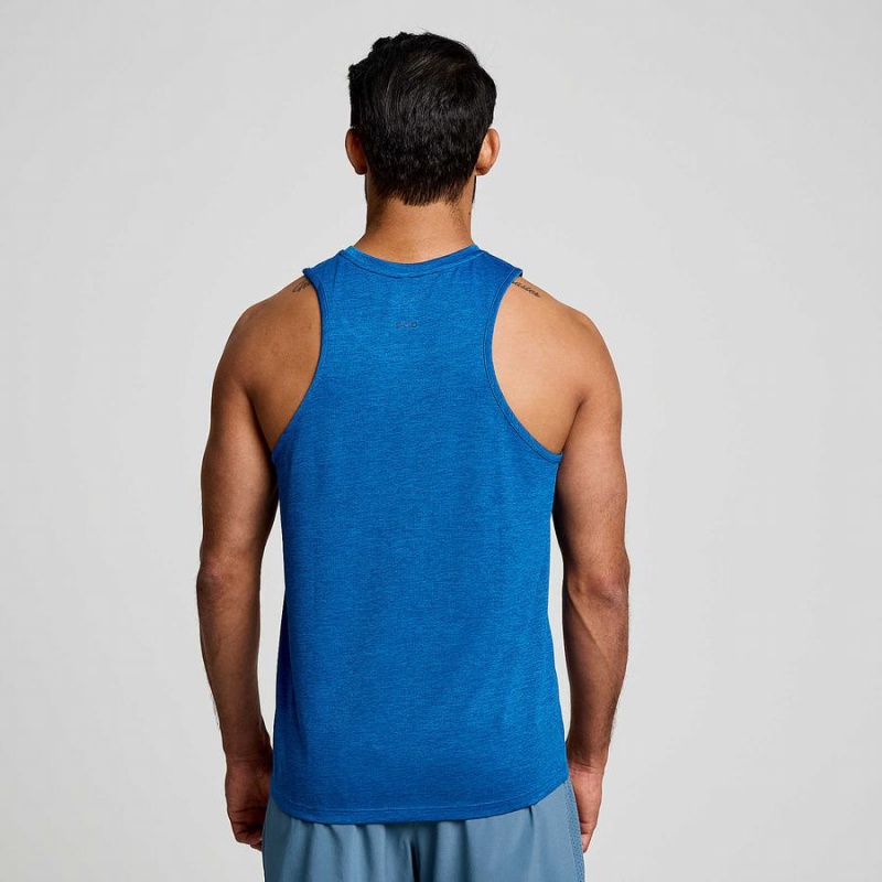 Men's Saucony Stopwatch Singlet Tank Top Blue | Australia S65132-K38