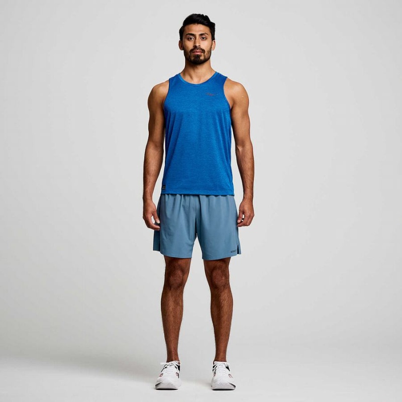 Men's Saucony Stopwatch Singlet Tank Top Blue | Australia S65132-K38