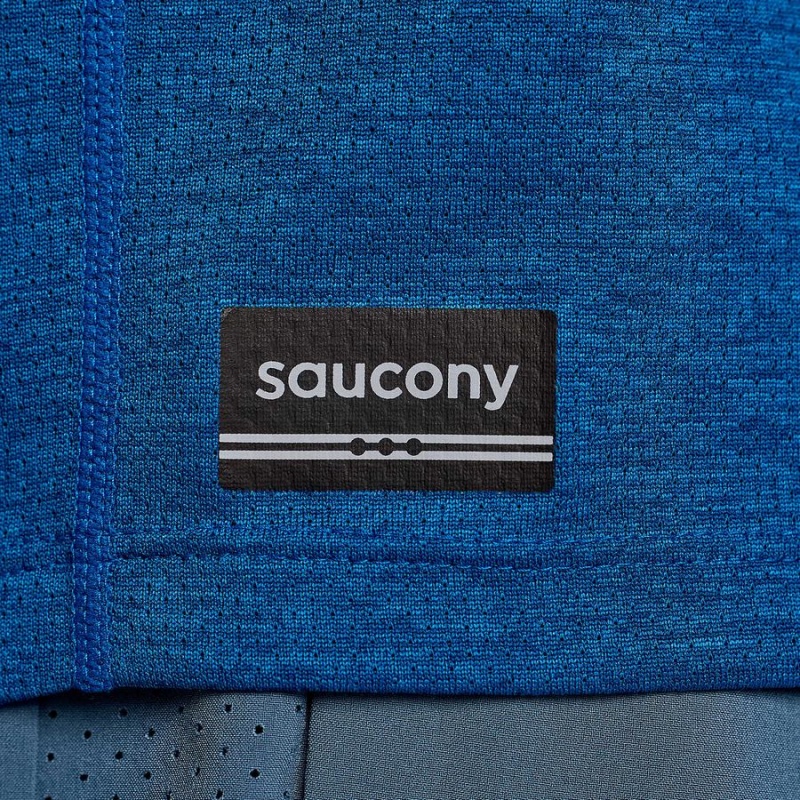 Men's Saucony Stopwatch Singlet Tank Top Blue | Australia S65132-K38