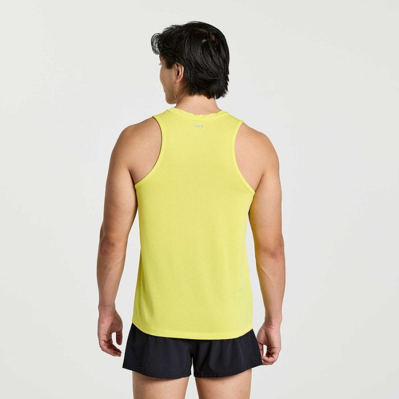 Men's Saucony Stopwatch Singlet Tank Top Yellow | Australia S82619-Q80