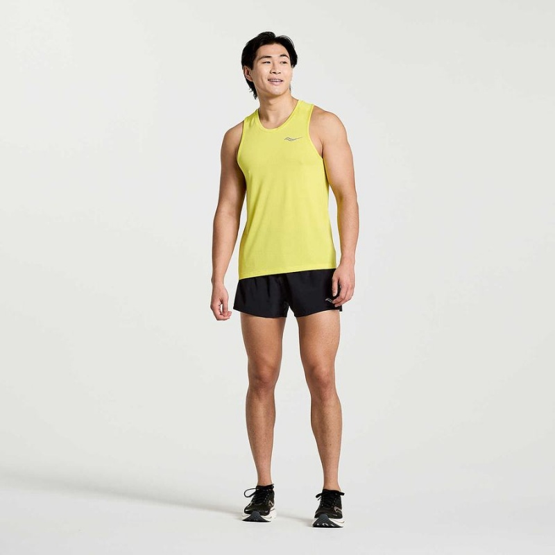 Men's Saucony Stopwatch Singlet Tank Top Yellow | Australia S82619-Q80