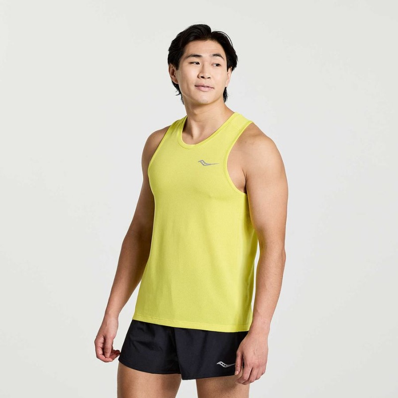 Men\'s Saucony Stopwatch Singlet Tank Top Yellow | Australia S82619-Q80