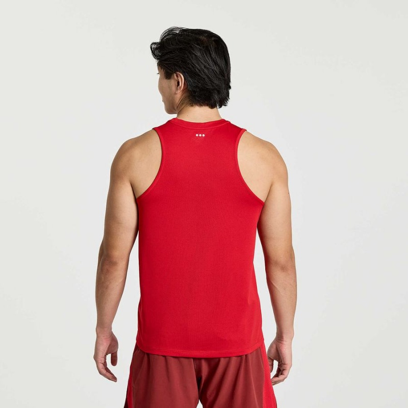 Men's Saucony Stopwatch Singlet Tank Top Red | Australia S41325-W31