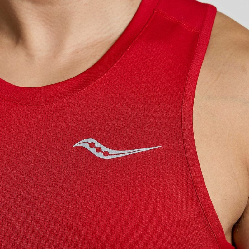 Men's Saucony Stopwatch Singlet Tank Top Red | Australia S41325-W31