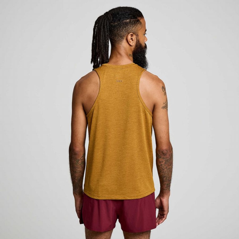 Men's Saucony Stopwatch Singlet Tank Top Brown | Australia S92730-R08