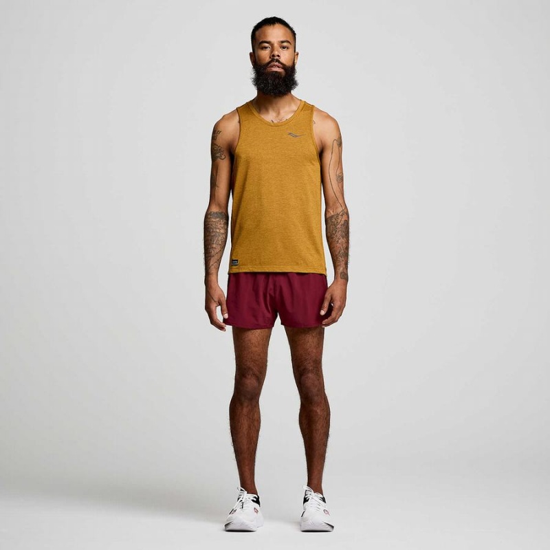 Men's Saucony Stopwatch Singlet Tank Top Brown | Australia S92730-R08