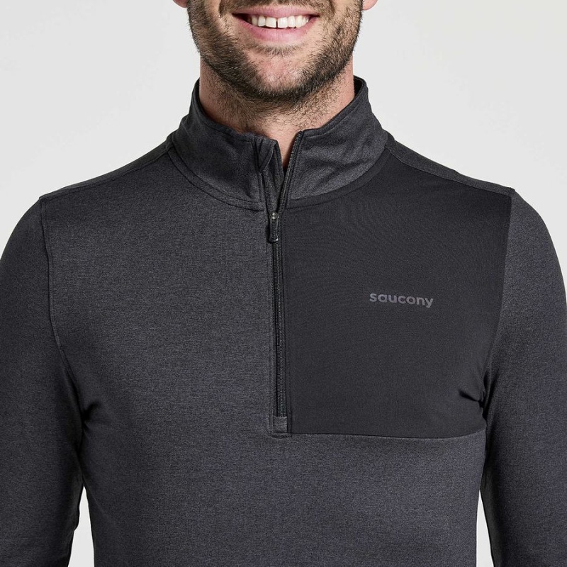 Men's Saucony Sunday 1/4 Zip Tops Black | Australia S32740-H48