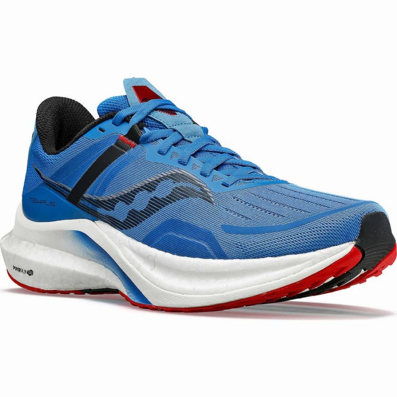 Men's Saucony Tempus Running Shoes Blue / Red | Australia S48032-V48