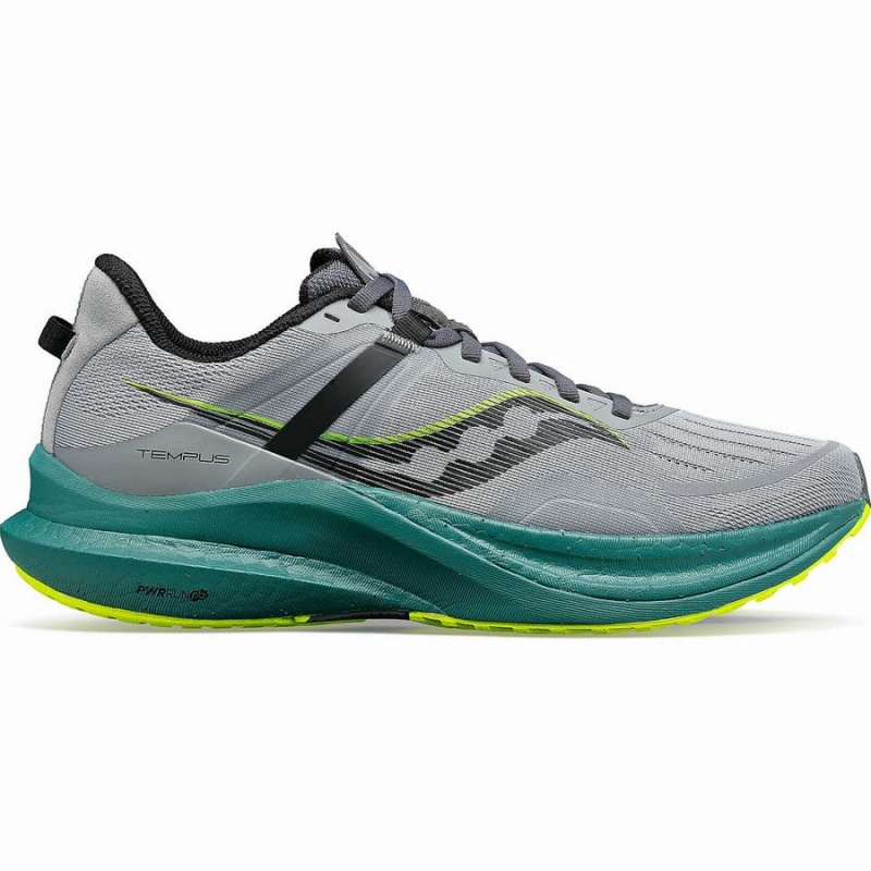 Men\'s Saucony Tempus Running Shoes Grey / Green | Australia S30571-B54