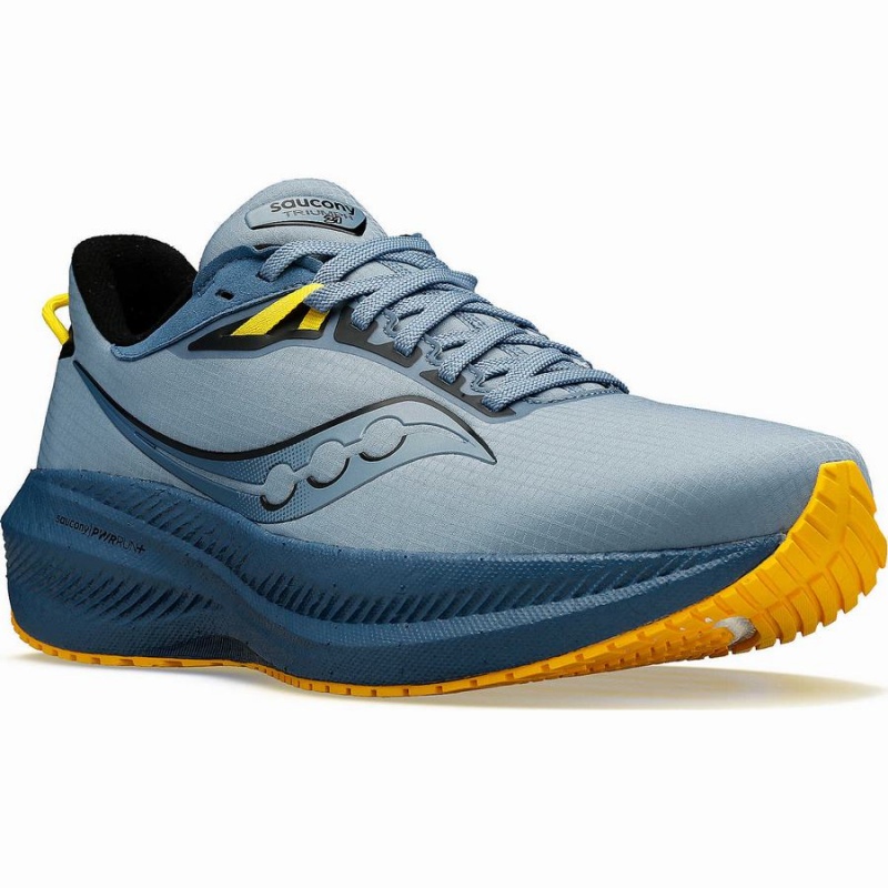 Men's Saucony Triumph 21 RUNSHIELD Running Shoes Blue | Australia S25364-S31