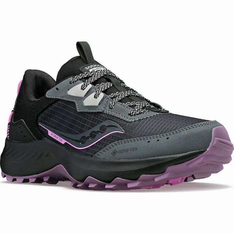 Women's Saucony Aura TR GTX Trail Running Shoes Grey / Black | Australia S76013-P90