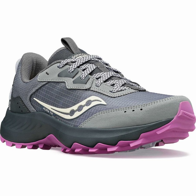 Women's Saucony Aura TR Running Shoes Grey / Purple | Australia S68351-M62