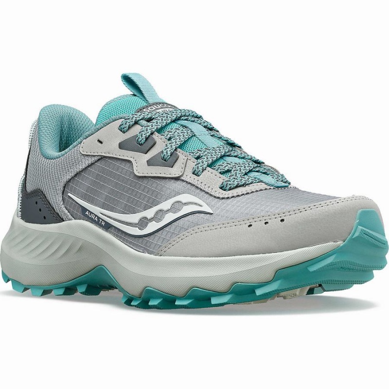 Women's Saucony Aura TR Trail Running Shoes Grey / Turquoise | Australia S71230-C20