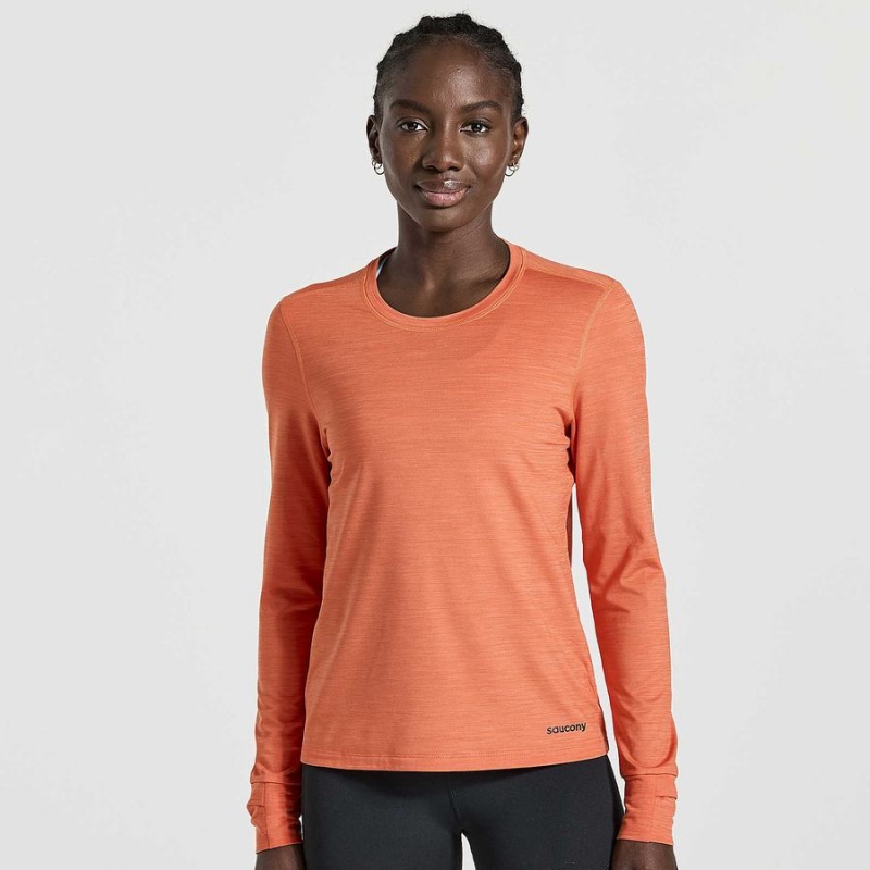 Women\'s Saucony Boulder Baselayer Tops Orange | Australia S48175-N93