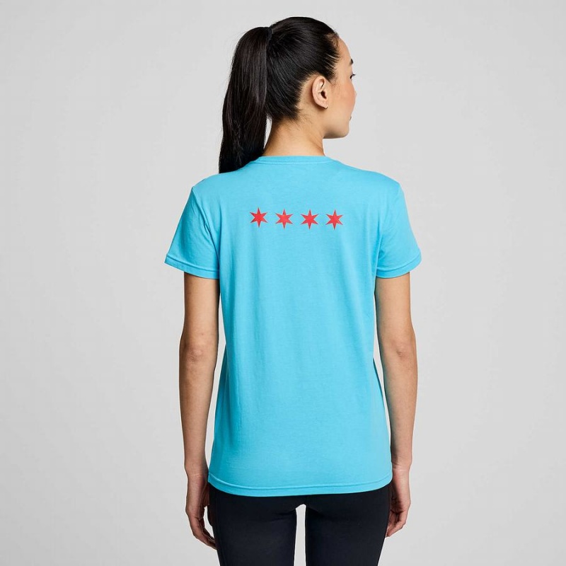 Women's Saucony Chicago Rested T Shirts Blue | Australia S18460-V07