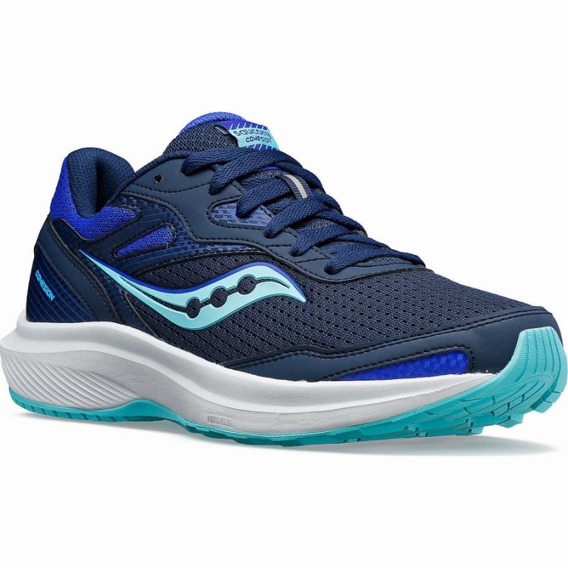 Women's Saucony Cohesion 16 Walking Shoes Navy / Turquoise | Australia S62497-D05