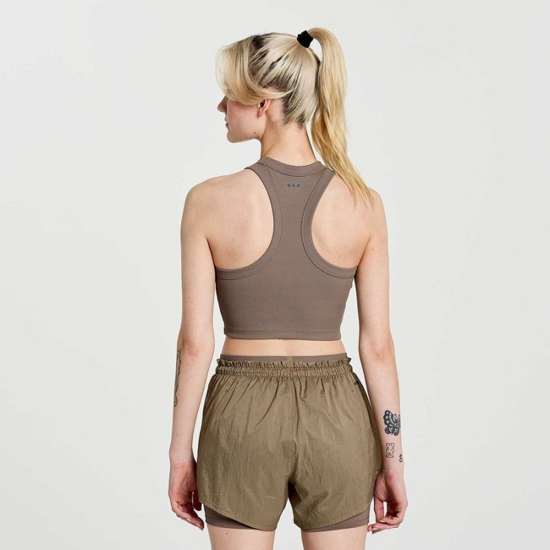 Women's Saucony Elevate Crop Tops Brown | Australia S56942-A74