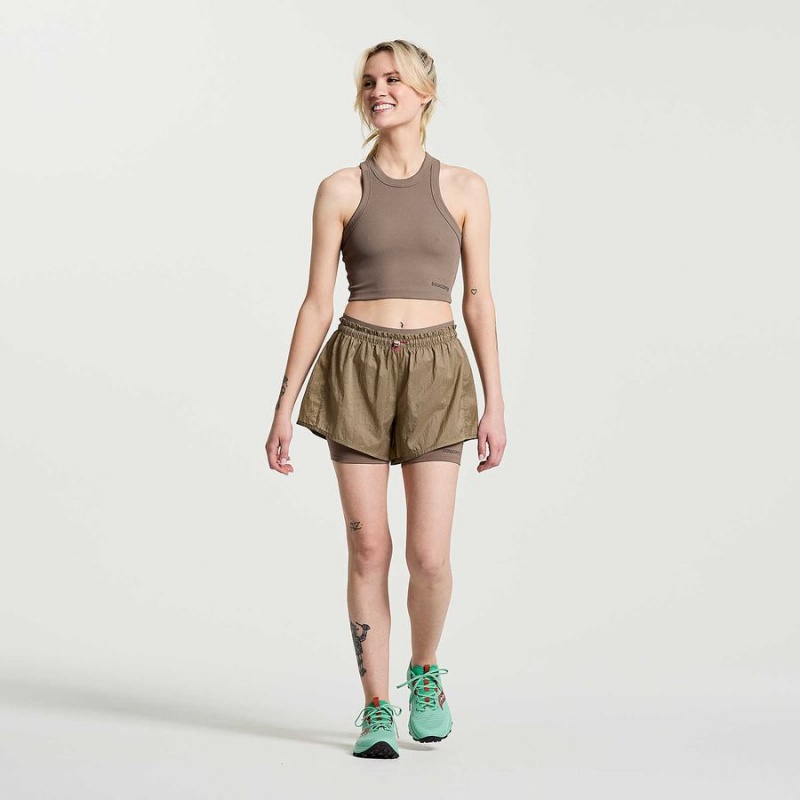 Women's Saucony Elevate Crop Tops Brown | Australia S56942-A74