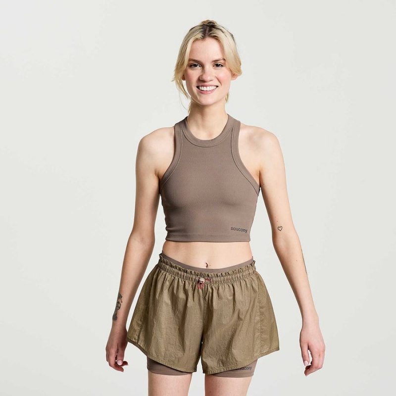 Women\'s Saucony Elevate Crop Tops Brown | Australia S56942-A74