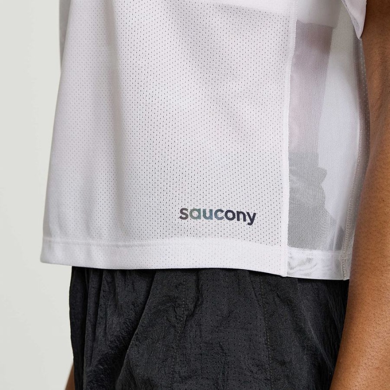 Women's Saucony Elevate Short Sleeve T Shirts White | Australia S69130-T87