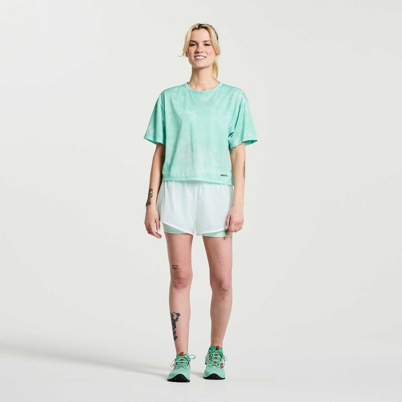 Women's Saucony Elevate Short Sleeve T Shirts Turquoise | Australia S81250-U67