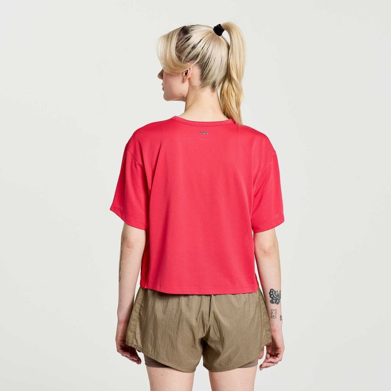 Women's Saucony Elevate Short Sleeve T Shirts Rose | Australia S78694-P21