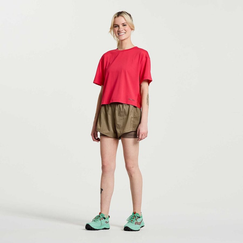 Women's Saucony Elevate Short Sleeve T Shirts Rose | Australia S78694-P21