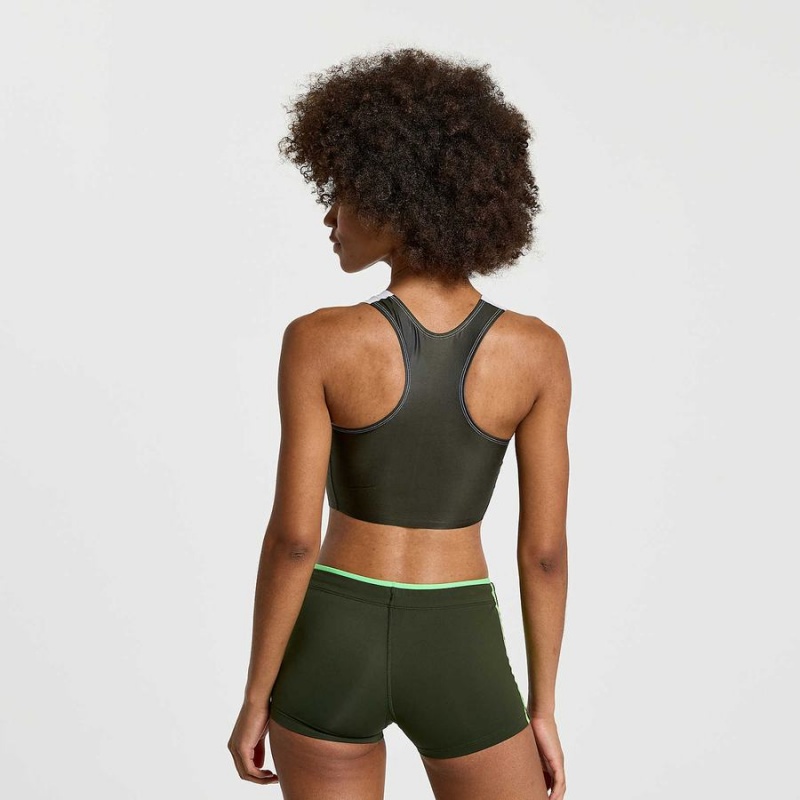 Women's Saucony Elite Crop Tops Umbra | Australia S67594-Q07