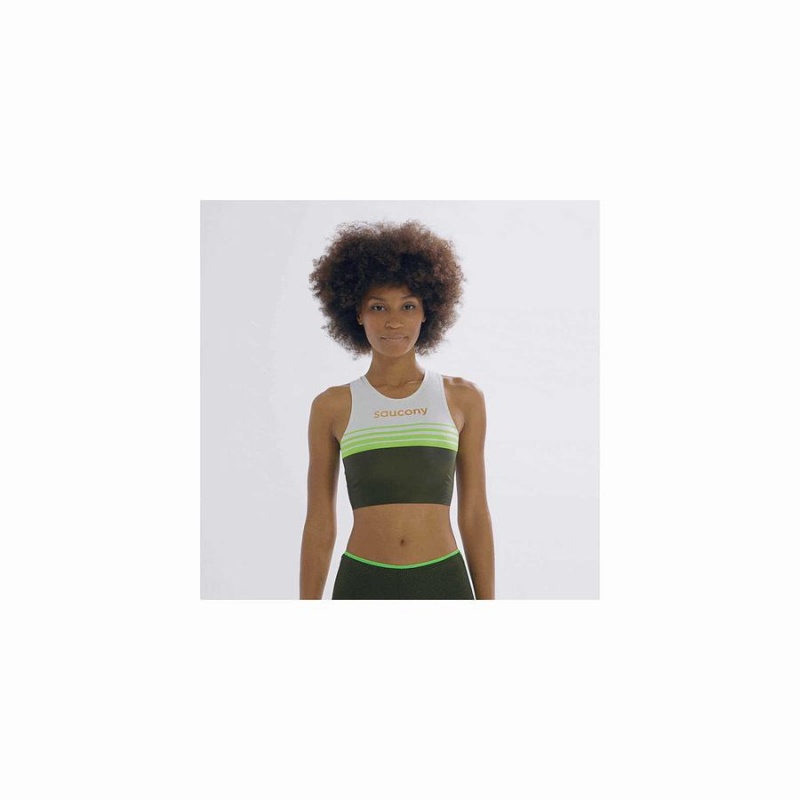 Women's Saucony Elite Crop Tops Umbra | Australia S67594-Q07