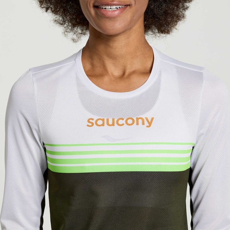 Women's Saucony Elite Long Sleeve T Shirts Umbra | Australia S81372-A93