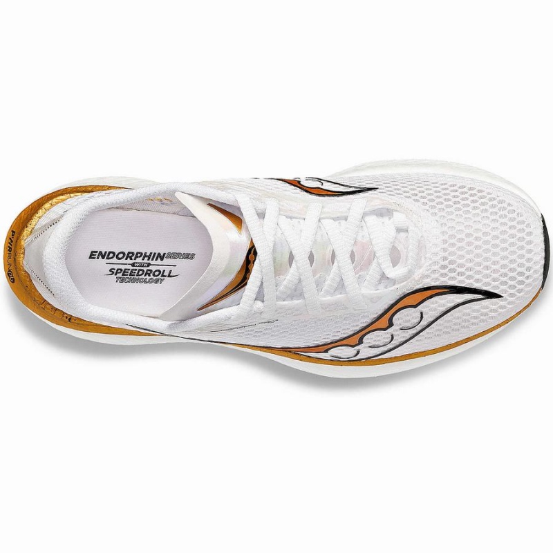 Women's Saucony Endorphin Pro 3 Running Shoes White / Gold | Australia S31874-W93