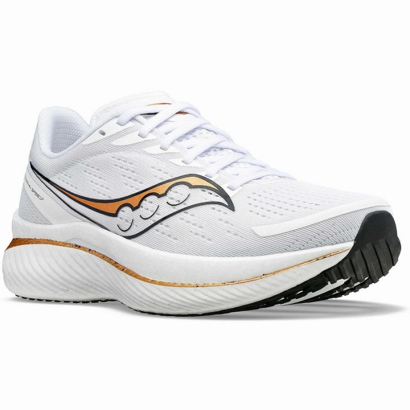 Women's Saucony Endorphin Speed 3 Running Shoes White / Gold | Australia S96458-W80