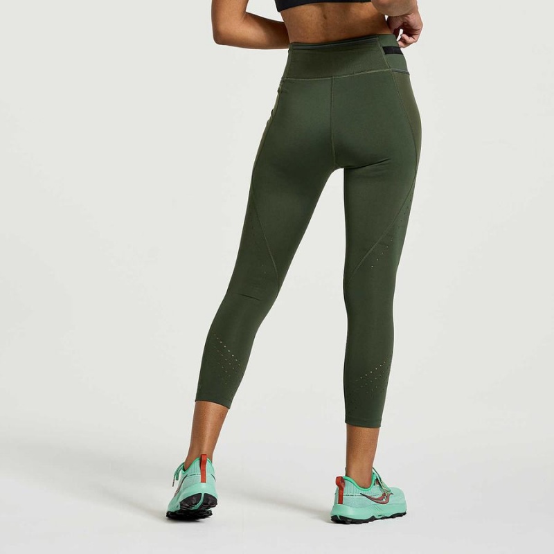 Women's Saucony Explorer Utility Crop Tight Dark Green | Australia S10426-B61