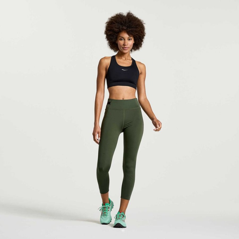 Women's Saucony Explorer Utility Crop Tight Dark Green | Australia S10426-B61