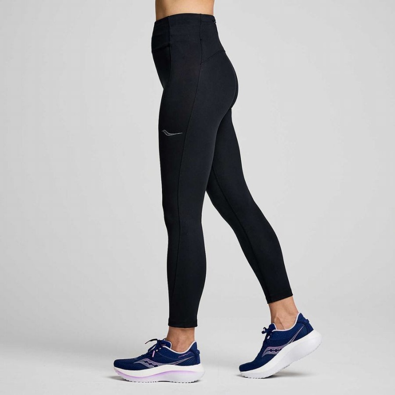 Women's Saucony Fortify Crop Tight Black | Australia S82356-P59