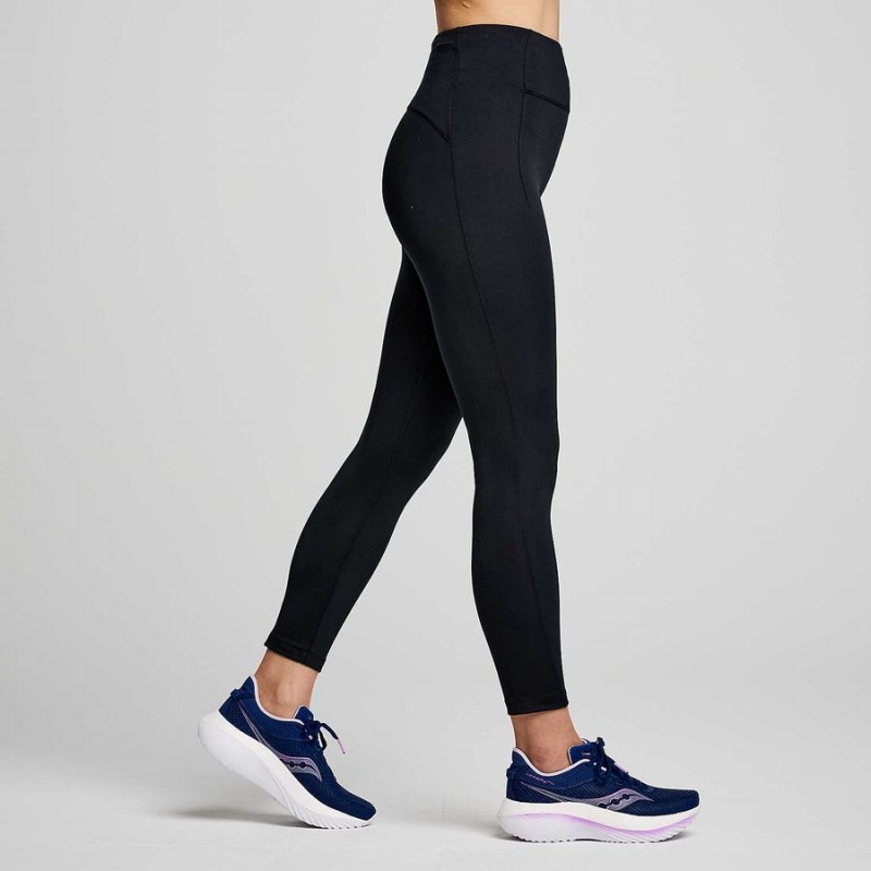 Women's Saucony Fortify Crop Tight Black | Australia S82356-P59